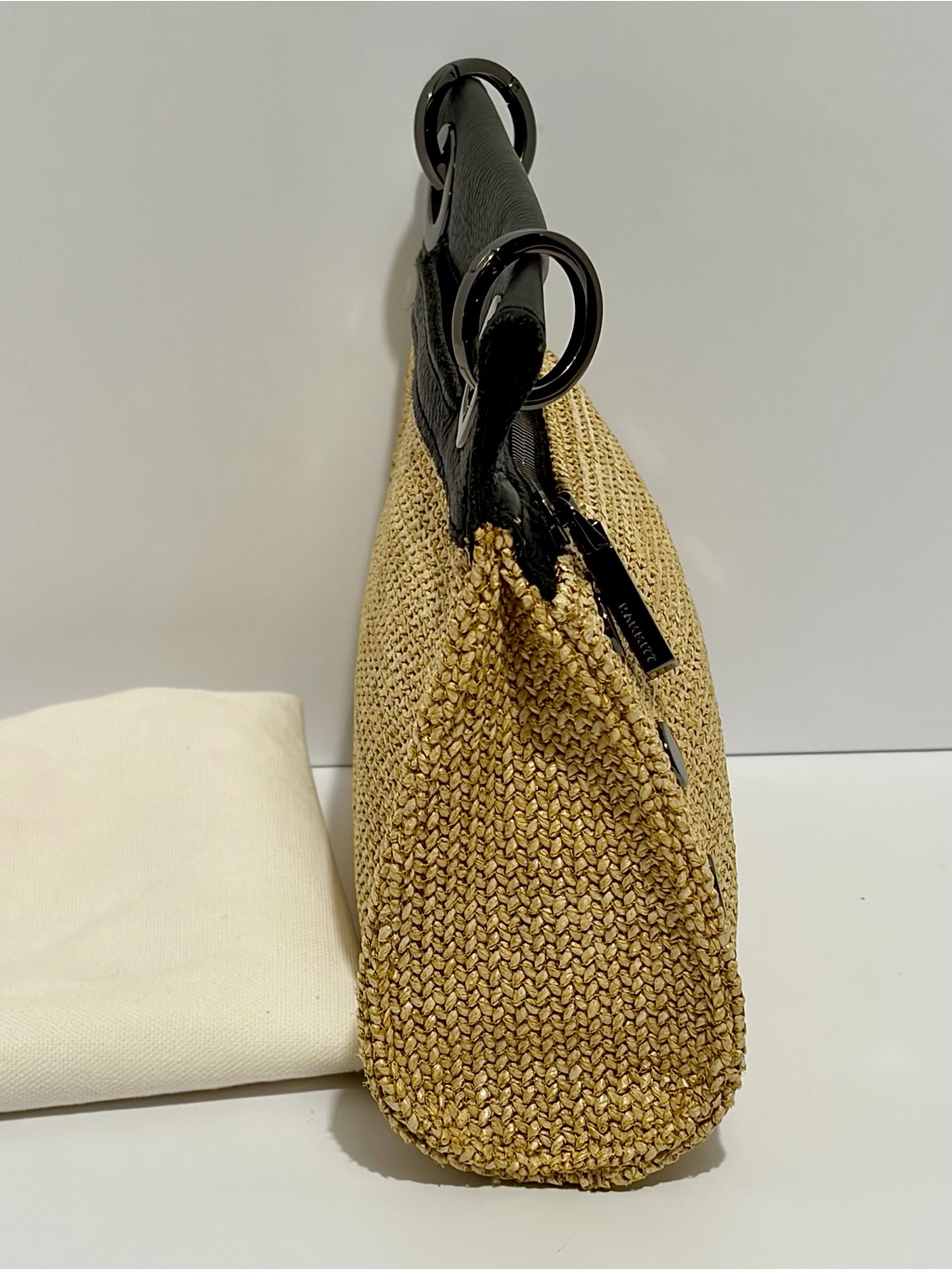 Hammitt Tony Small Crossbody Bag In Chaparral Raffia With Gunmetal Hardware — image 7 of 8